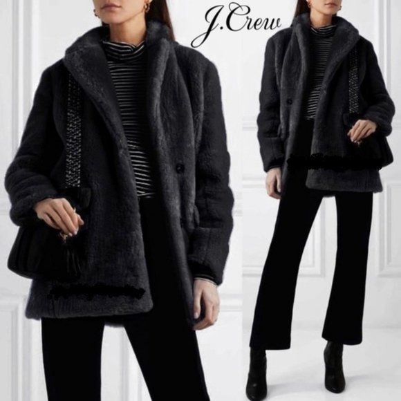 NWOT J.Crew The Yuna Teddy Faux Fur Jacket Coat in Plush Fleece size S